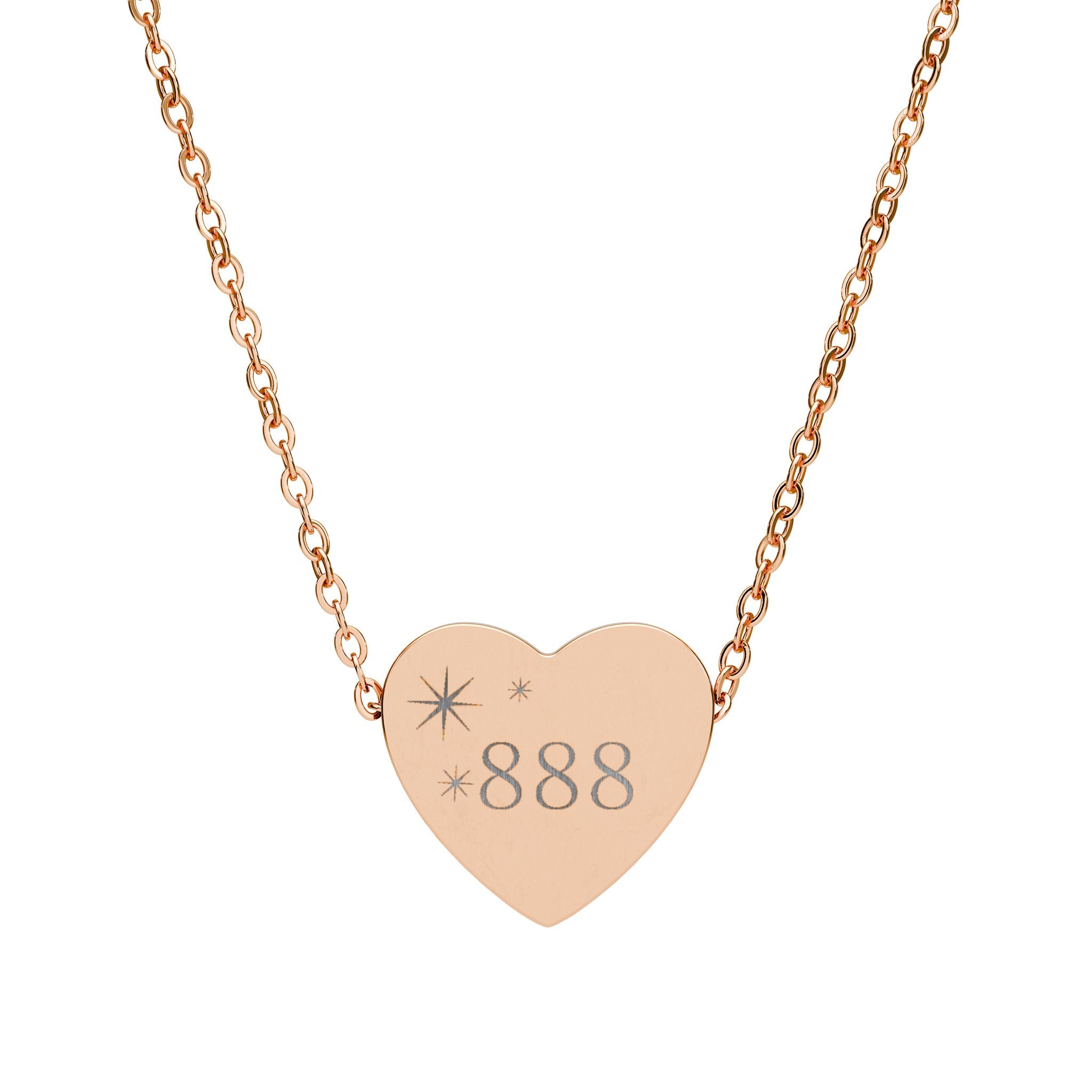 Heart Necklace — Personalized 888 Charm Pendant