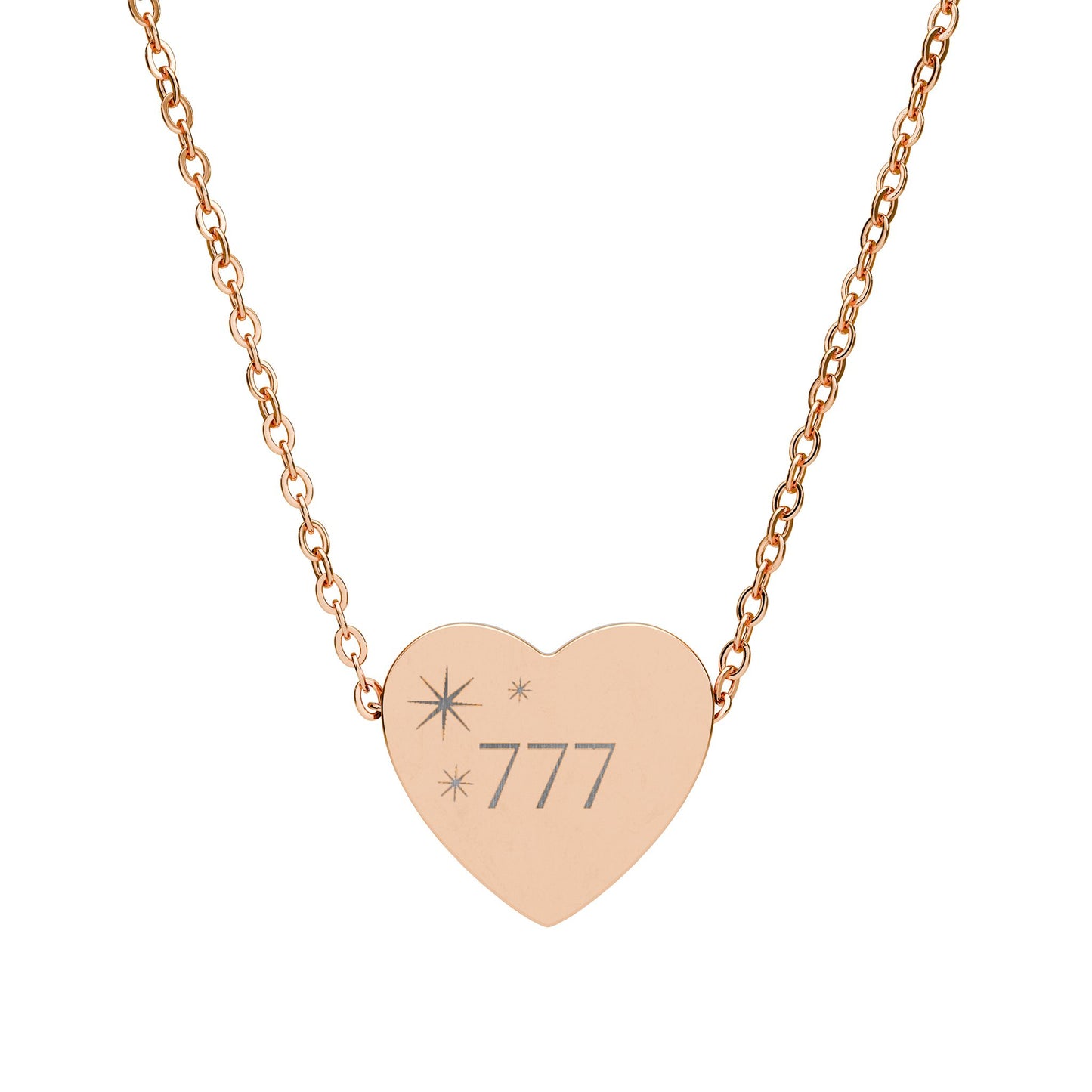 Engravable Heart Necklace — Personalized 777 Charm Pendant