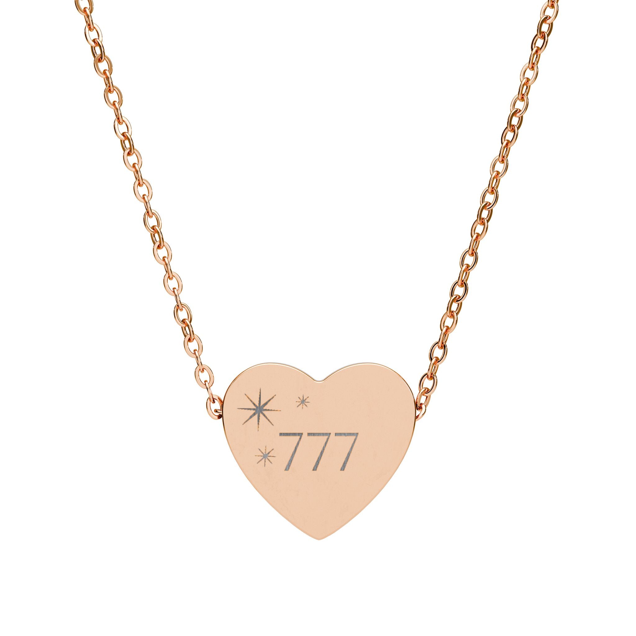 Engravable Heart Necklace — Personalized 777 Charm Pendant